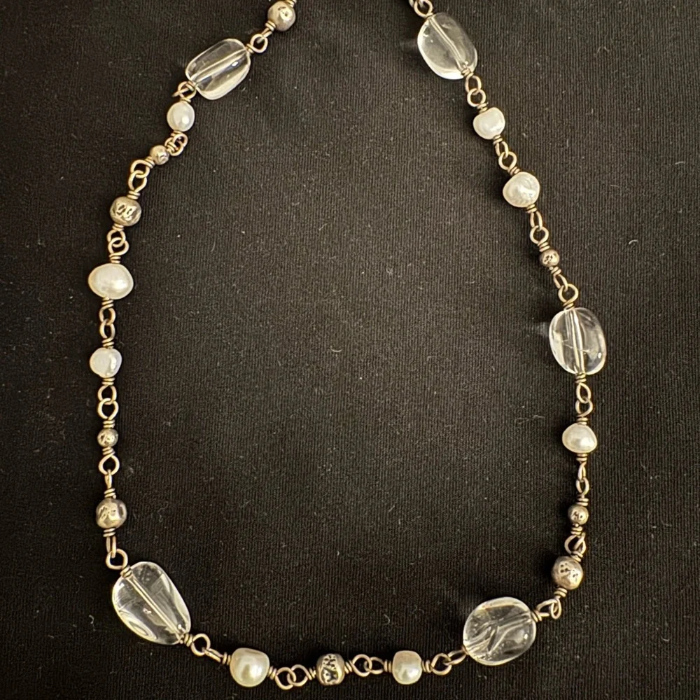 Silpada Freshwater Pearl, Quartz, and Sterling Silver Station Bead Necklace - Picture 4 of 10